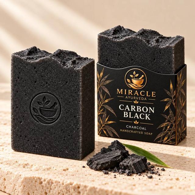 Carbon Black charcoal soap, with ingredients
