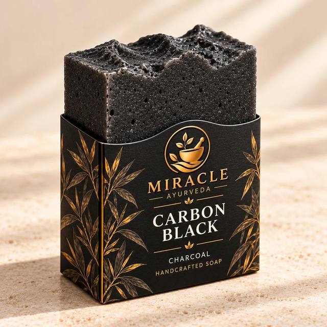 Close view of Carbon Black charcoal soap