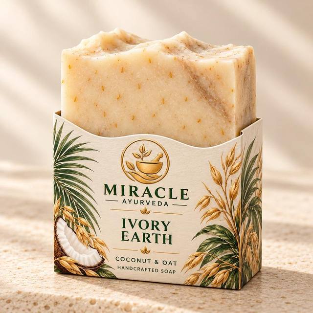 Ivory Earth soap with coconut and oat in its paper sleeve