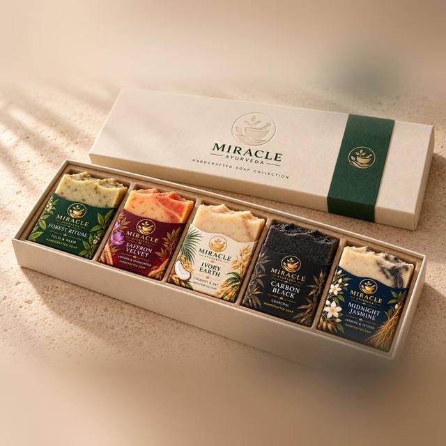 Miracle Ayurveda The Artisan Soap Collection gift box with five soaps
