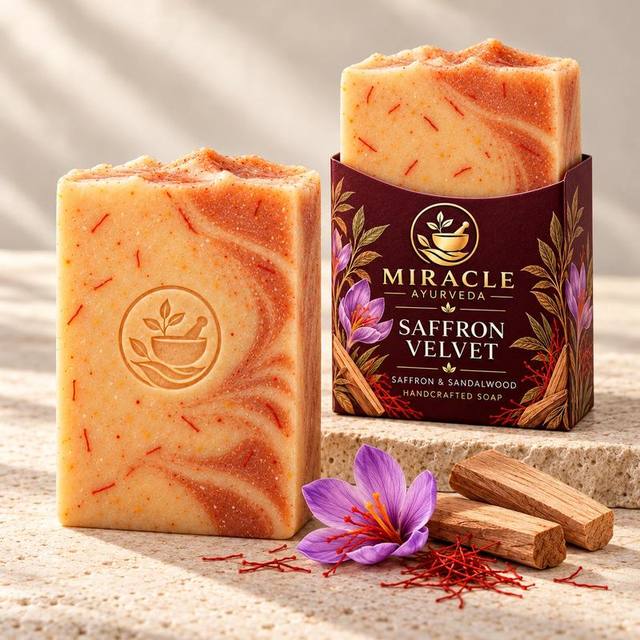 Saffron Velvet soap with saffron and sandalwood, with ingredients